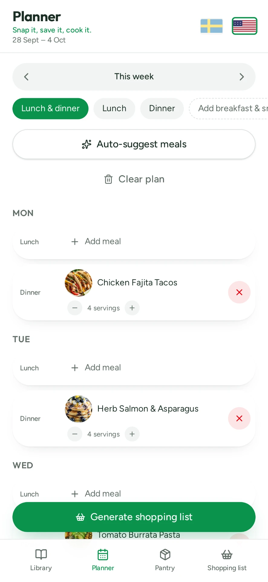 Yumish – weekly planner