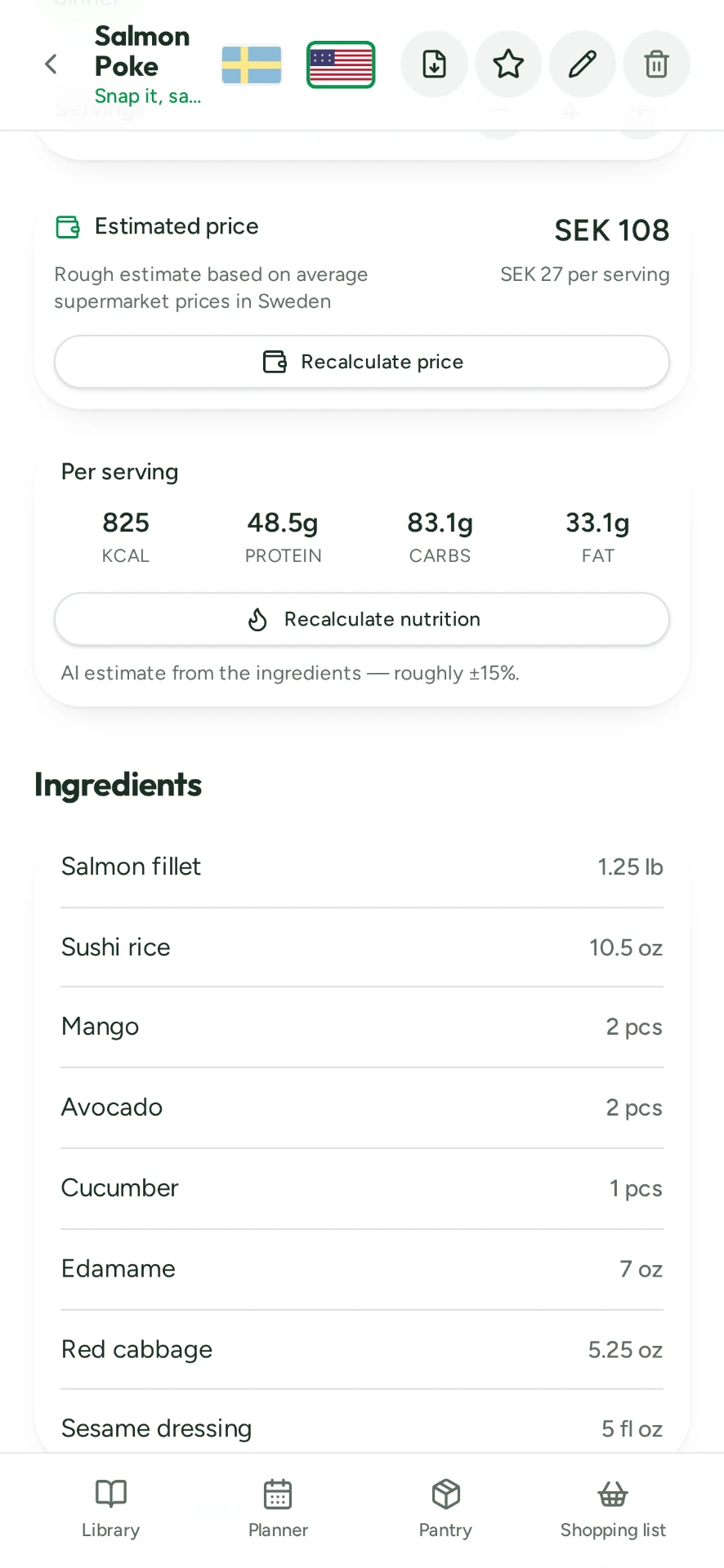 Yumish – ingredients
